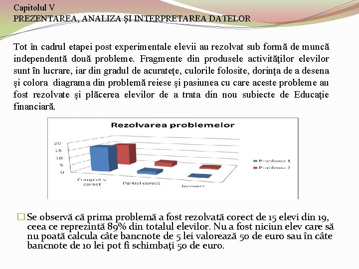 Capitolul V PREZENTAREA, ANALIZA ŞI INTERPRETAREA DATELOR Tot în cadrul etapei post experimentale elevii