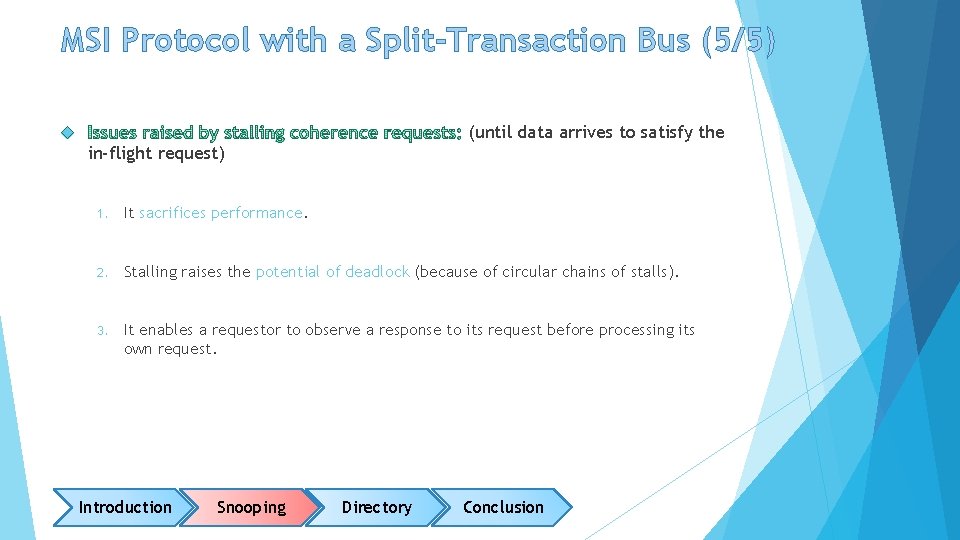 MSI Protocol with a Split-Transaction Bus (5/5) (until data arrives to satisfy the in-flight