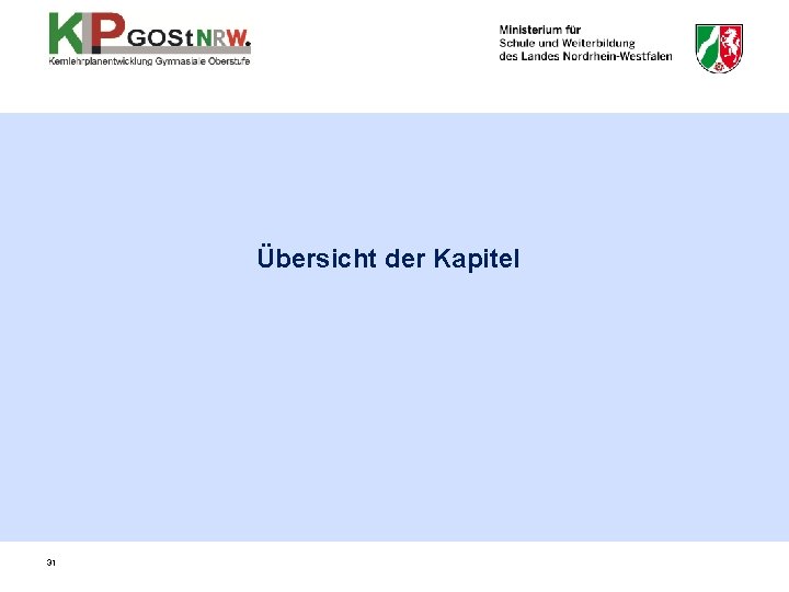 Übersicht der Kapitel 31 Übersicht der Kapitel 31