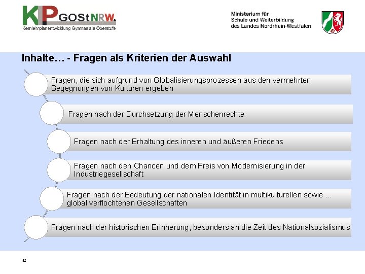 Inhalte… - Fragen als Kriterien der Auswahl Fragen, die sich aufgrund von Globalisierungsprozessen aus Inhalte… - Fragen als Kriterien der Auswahl Fragen, die sich aufgrund von Globalisierungsprozessen aus