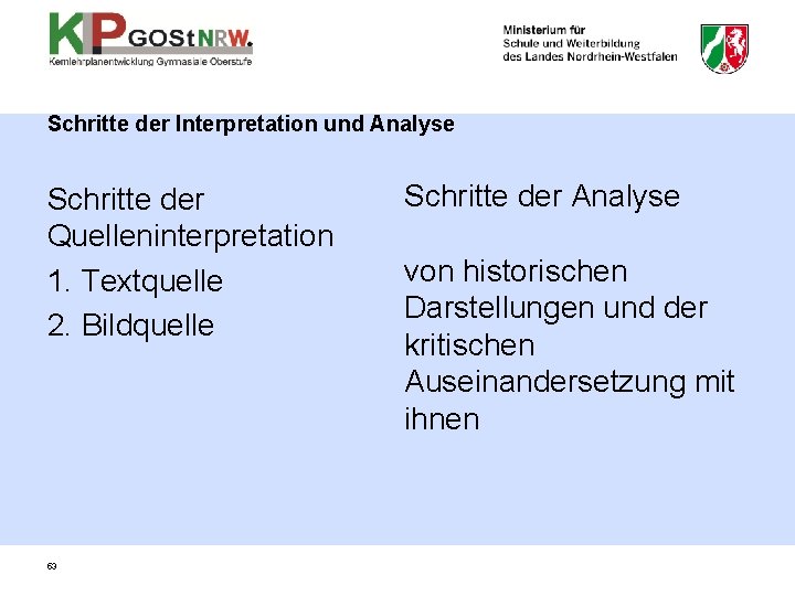 Schritte der Interpretation und Analyse Schritte der Quelleninterpretation 1. Textquelle 2. Bildquelle 53 Schritte