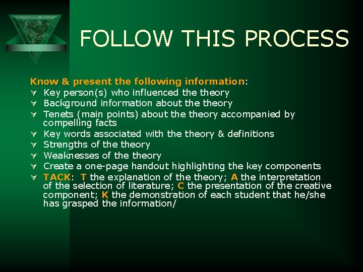 FOLLOW THIS PROCESS Know & present the following information: Ú Key person(s) who influenced