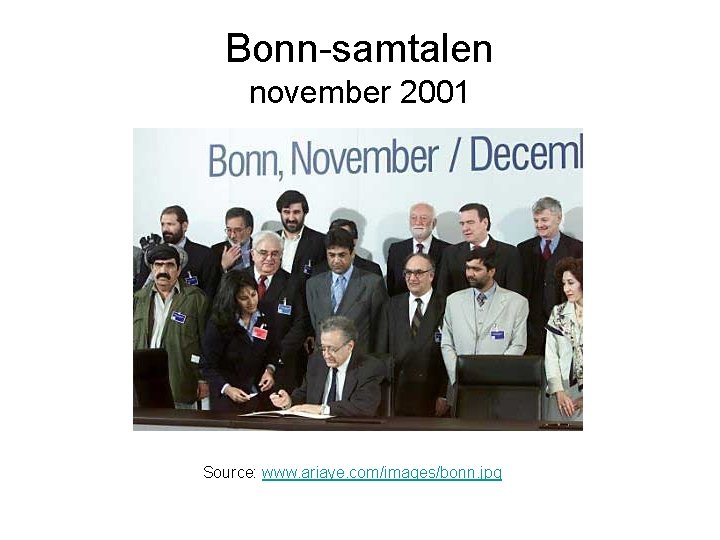 Bonn-samtalen november 2001 Source: www. ariaye. com/images/bonn. jpg 