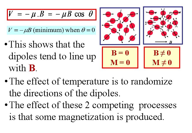  • This shows that the B = 0 B ≠ 0 dipoles tend