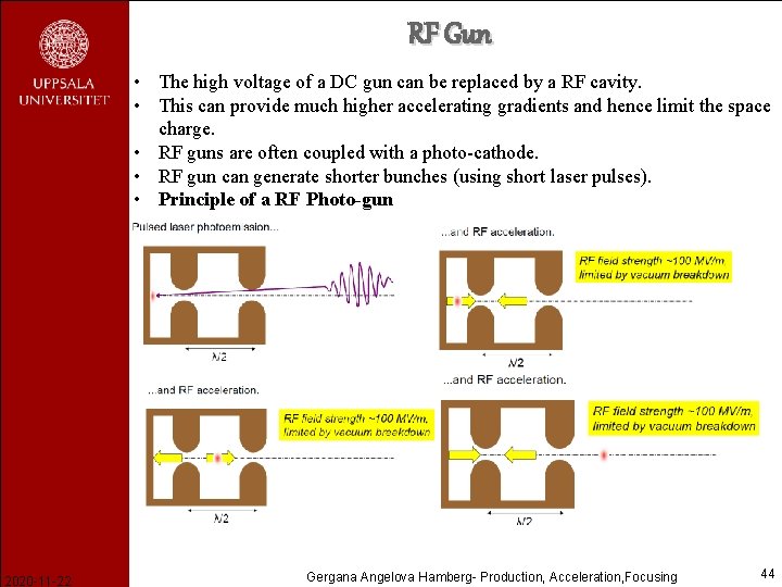 RF Gun • The high voltage of a DC gun can be replaced by