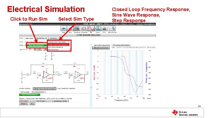 Electrical Simulation Click to Run Sim Select Sim Type Closed Loop Frequency Response, Sine