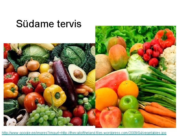 Südame tervis http: //www. google. ee/imgres? imgurl=http: //thecalloftheland. files. wordpress. com/2009/04/vegetables. jpg 