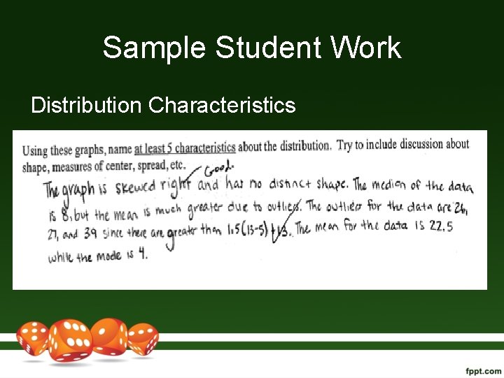 Sample Student Work Distribution Characteristics 