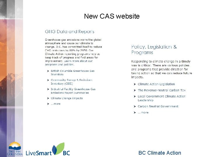 New CAS website BC Climate Action 