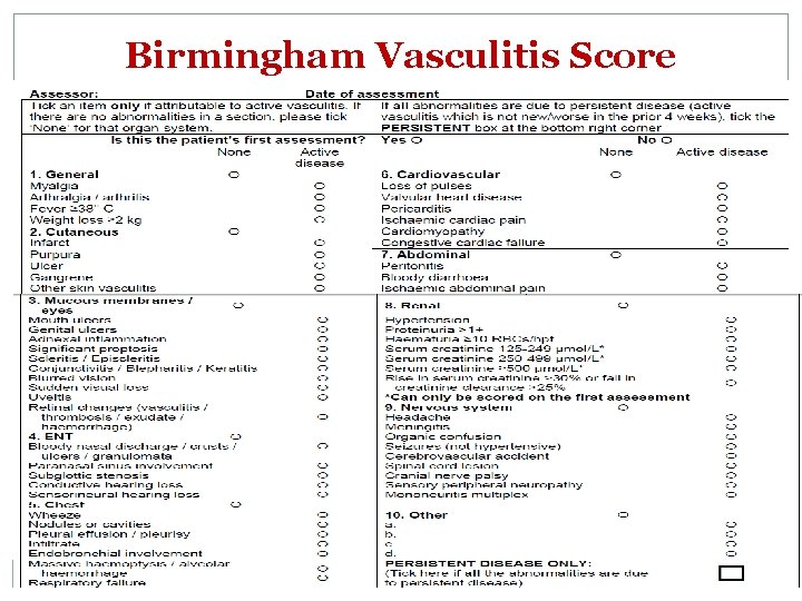 Birmingham Vasculitis Score 