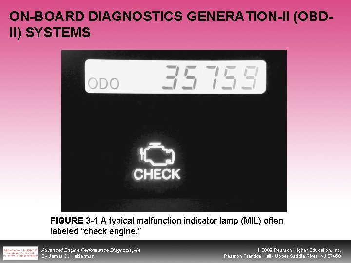 ON-BOARD DIAGNOSTICS GENERATION-II (OBDII) SYSTEMS FIGURE 3 -1 A typical malfunction indicator lamp (MIL)