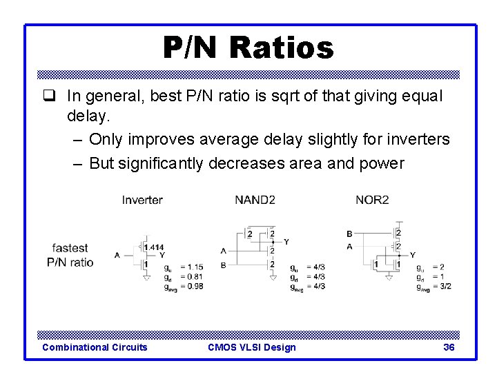 P/N Ratios q In general, best P/N ratio is sqrt of that giving equal P/N Ratios q In general, best P/N ratio is sqrt of that giving equal