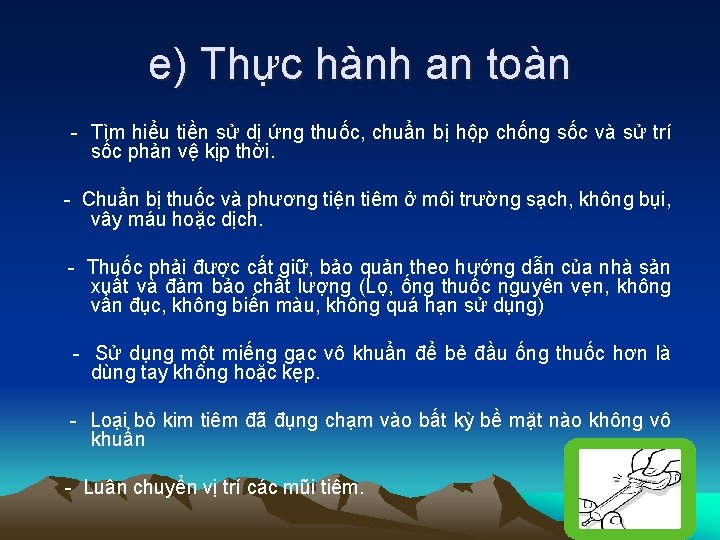 e) Thực hành an toàn - Tìm hiểu tiền sử dị ứng thuốc, chuẩn