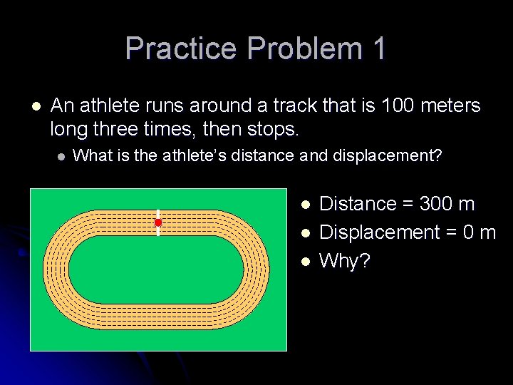 Practice Problem 1 l An athlete runs around a track that is 100 meters