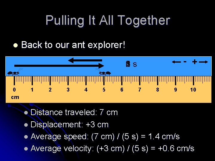 Pulling It All Together l Back to our ant explorer! - + 1 s