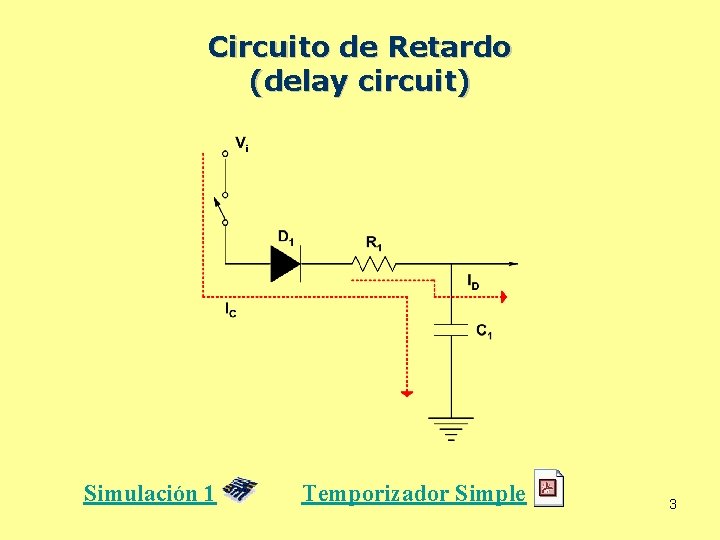 Circuito de Retardo (delay circuit) Simulación 1 Temporizador Simple 3 