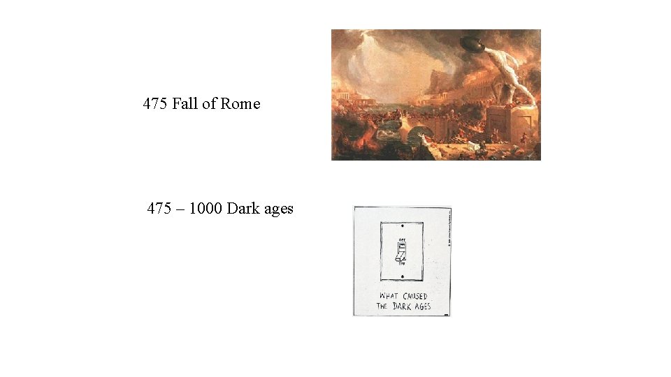 475 Fall of Rome 475 – 1000 Dark ages 