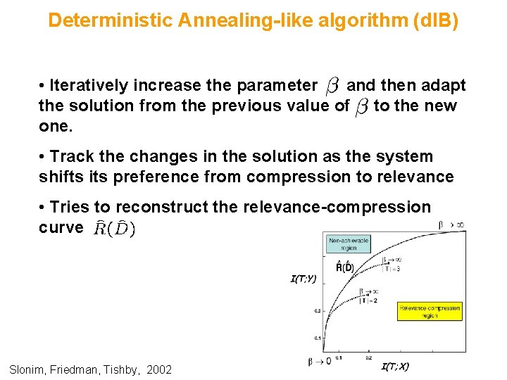 Deterministic Annealing-like algorithm (d. IB) • Iteratively increase the parameter and then adapt the