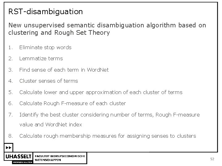 RST disambiguation New unsupervised semantic disambiguation algorithm based on clustering and Rough Set Theory