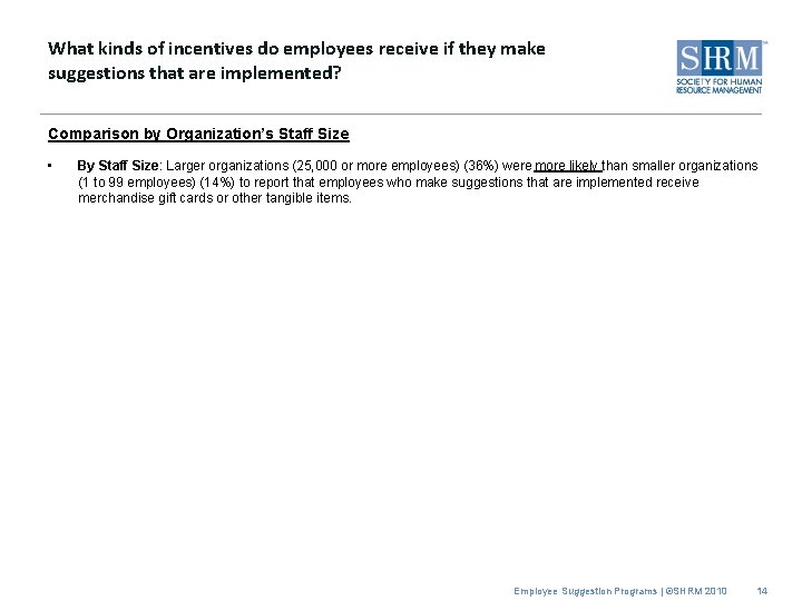 What kinds of incentives do employees receive if they make suggestions that are implemented?