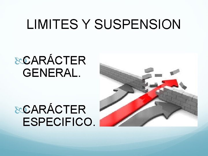 LIMITES Y SUSPENSION CARÁCTER GENERAL. CARÁCTER ESPECIFICO. 