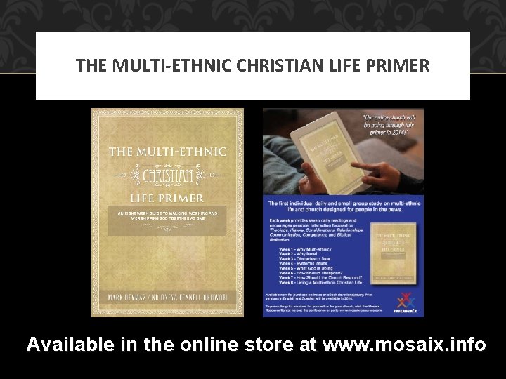 THE MULTI-ETHNIC CHRISTIAN LIFE PRIMER Available in the online store at www. mosaix. info