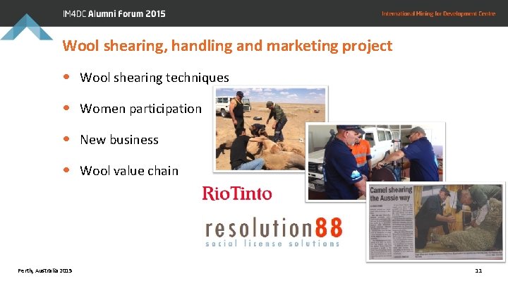 Wool shearing, handling and marketing project • Wool shearing techniques • Women participation •