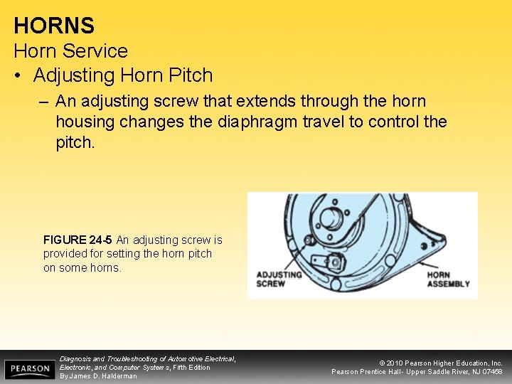 HORNS Horn Service • Adjusting Horn Pitch – An adjusting screw that extends through