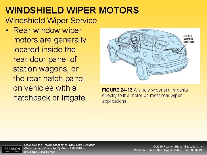 WINDSHIELD WIPER MOTORS Windshield Wiper Service • Rear-window wiper motors are generally located inside