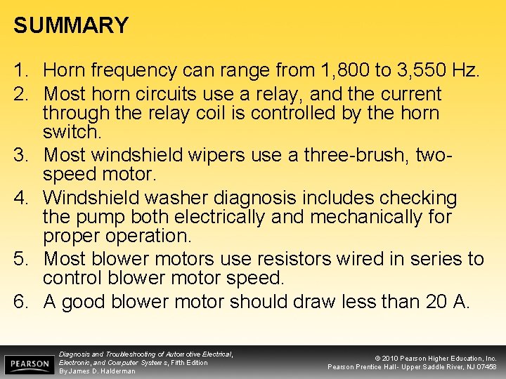 SUMMARY 1. Horn frequency can range from 1, 800 to 3, 550 Hz. 2.