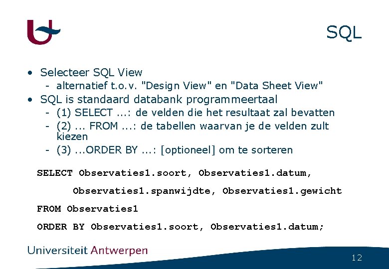 SQL • Selecteer SQL View - alternatief t. o. v. "Design View" en "Data