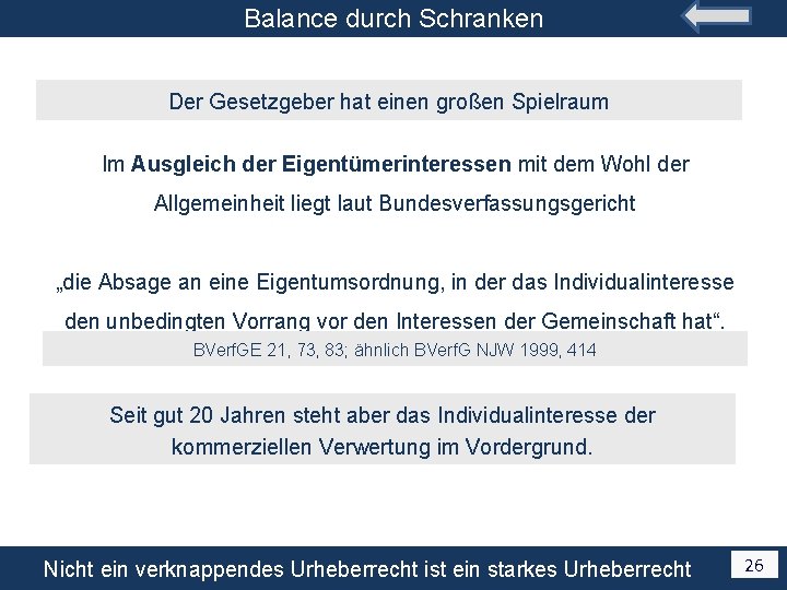 Balance durch Schranken Der Gesetzgeber hat einen großen Spielraum Im Ausgleich der Eigentümerinteressen mit