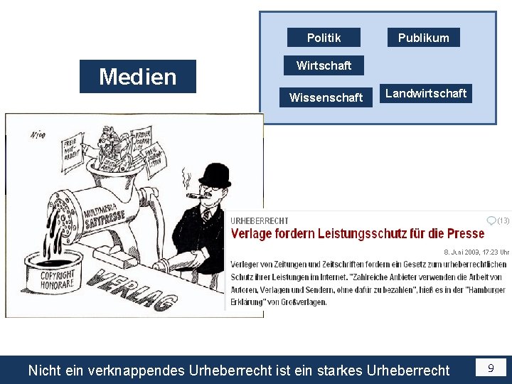 Politik Medien Publikum Wirtschaft Wissenschaft Landwirtschaft Nicht ein verknappendes Urheberrecht ist ein starkes Urheberrecht