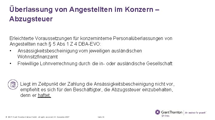 Überlassung von Angestellten im Konzern – Abzugsteuer Erleichterte Voraussetzungen für konzerninterne Personalüberlassungen von Angestellten