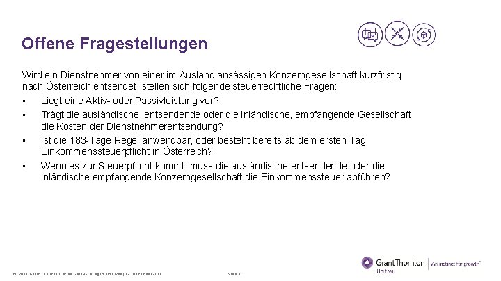 Offene Fragestellungen Wird ein Dienstnehmer von einer im Ausland ansässigen Konzerngesellschaft kurzfristig nach Österreich