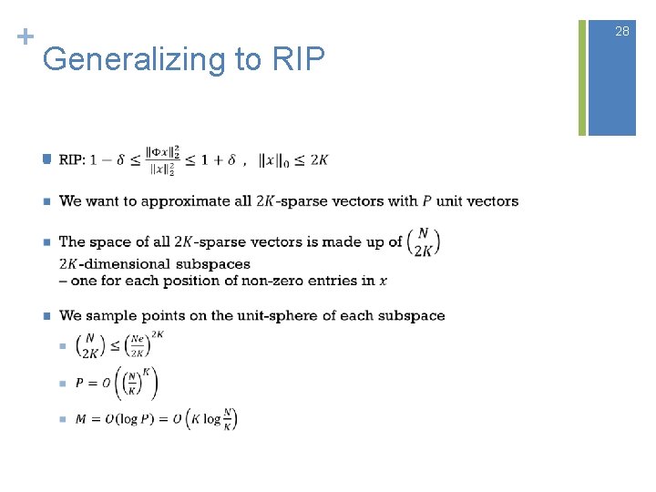 + 28 Generalizing to RIP n 