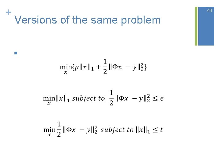 + 43 Versions of the same problem n + 43 Versions of the same problem n