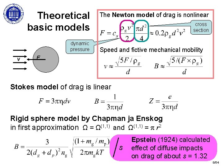 Theoretical basic models dynamic pressure v The Newton model of drag is nonlinear cross