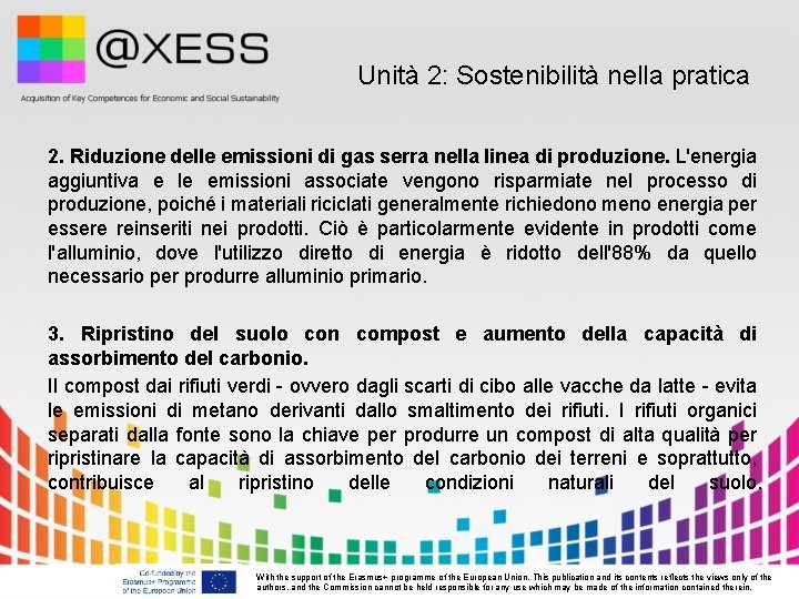  Unità 2: Sostenibilità nella pratica 2. Riduzione delle emissioni di gas serra nella