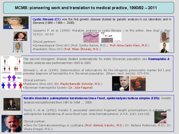 MCMB: pioneering work and translation to medical practice, 1990/92 – 2011 Cystic fibrosis (CF)