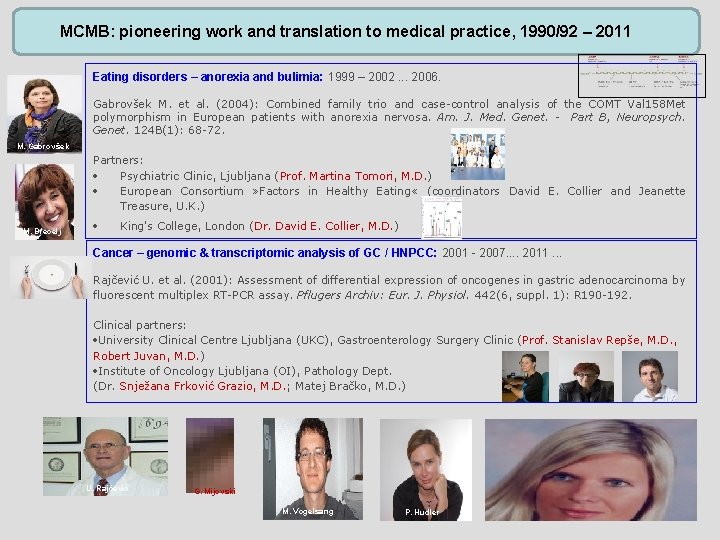 MCMB: pioneering work and translation to medical practice, 1990/92 – 2011 Eating disorders –