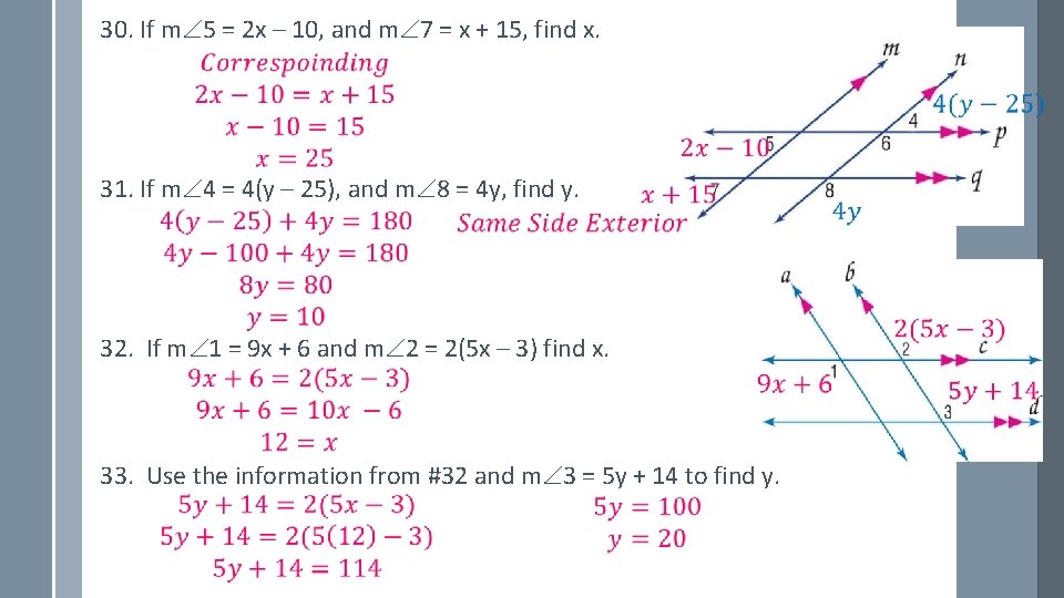 30. If m 5 = 2 x – 10, and m 7 = x