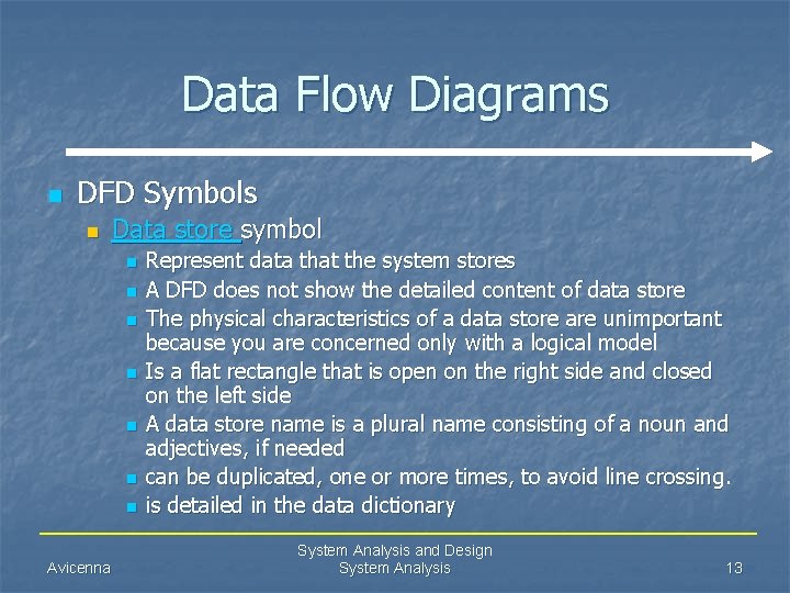 Data Flow Diagrams n DFD Symbols n Data store symbol n n n n