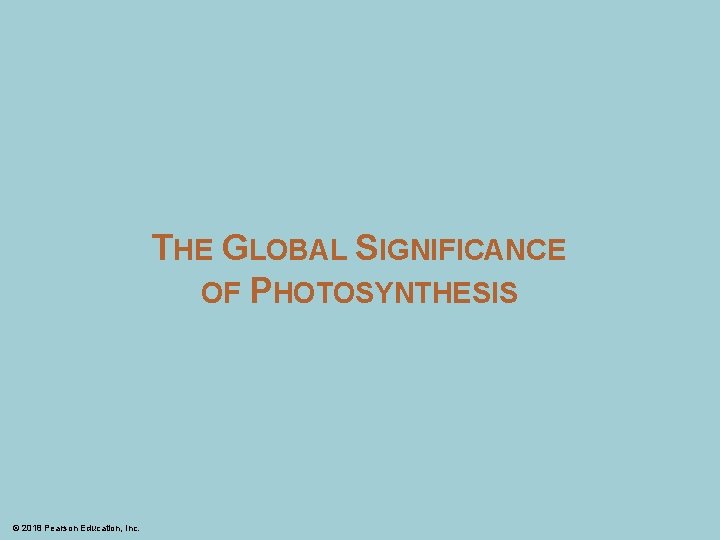 THE GLOBAL SIGNIFICANCE OF PHOTOSYNTHESIS © 2018 Pearson Education, Inc. 