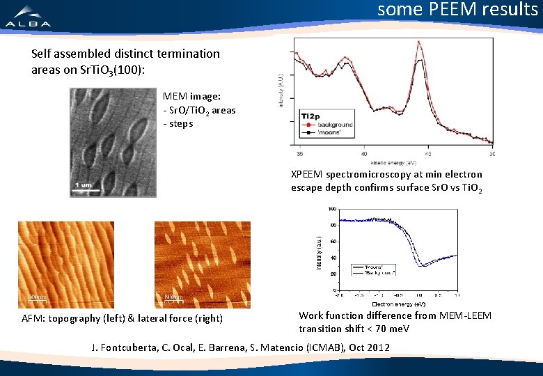 some PEEM results Self assembled distinct termination areas on Sr. Ti. O 3(100): MEM