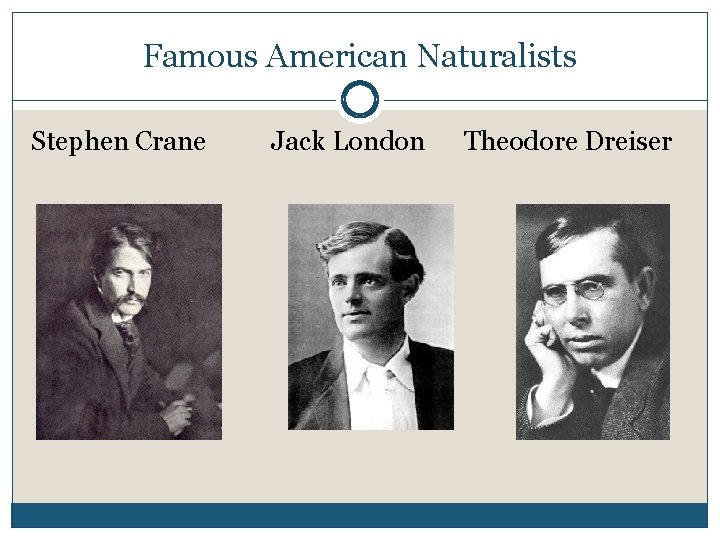 Famous American Naturalists Stephen Crane Jack London Theodore Dreiser 