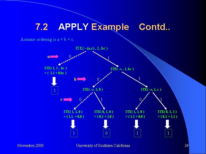7. 2 APPLY Example Contd. . Assume ordering is a < b < c.