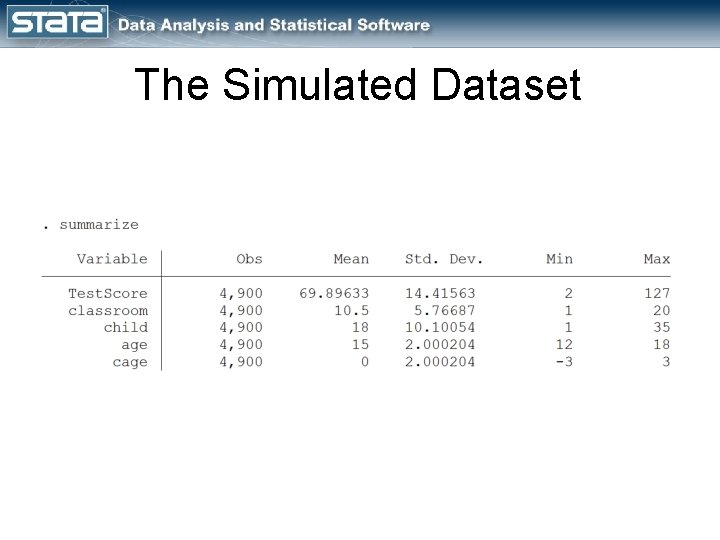 The Simulated Dataset 