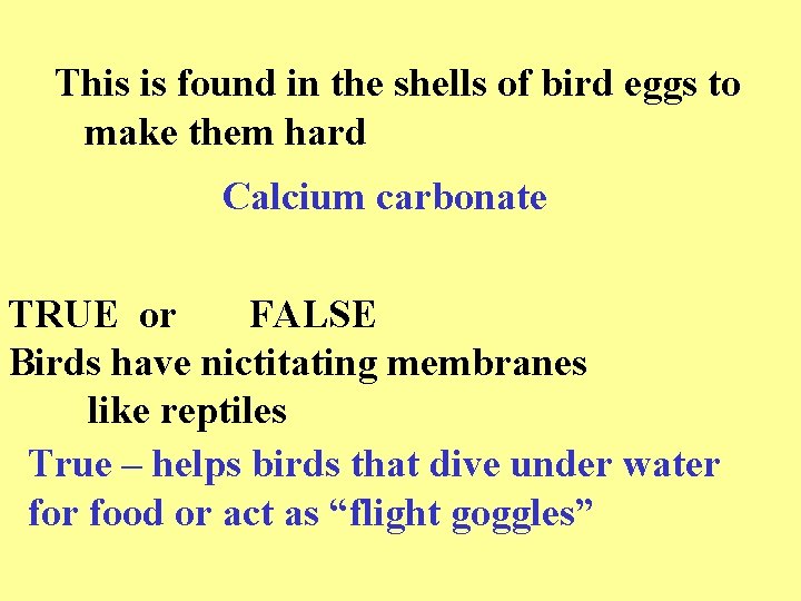 This is found in the shells of bird eggs to make them hard Calcium