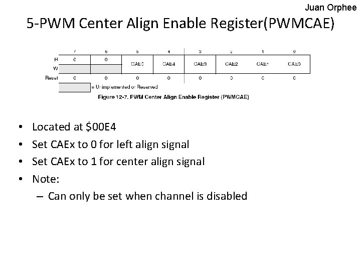 Juan Orphee 5 -PWM Center Align Enable Register(PWMCAE) • • Located at $00 E